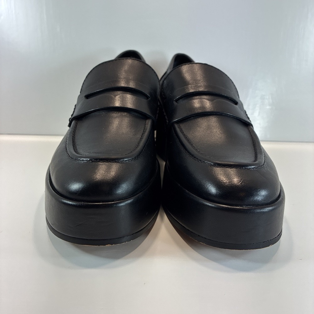 Women's 7.5 Shoes Dolce Vita Black Leather Yanni Platform Penny Loafers Mint - Picture 4 of 15